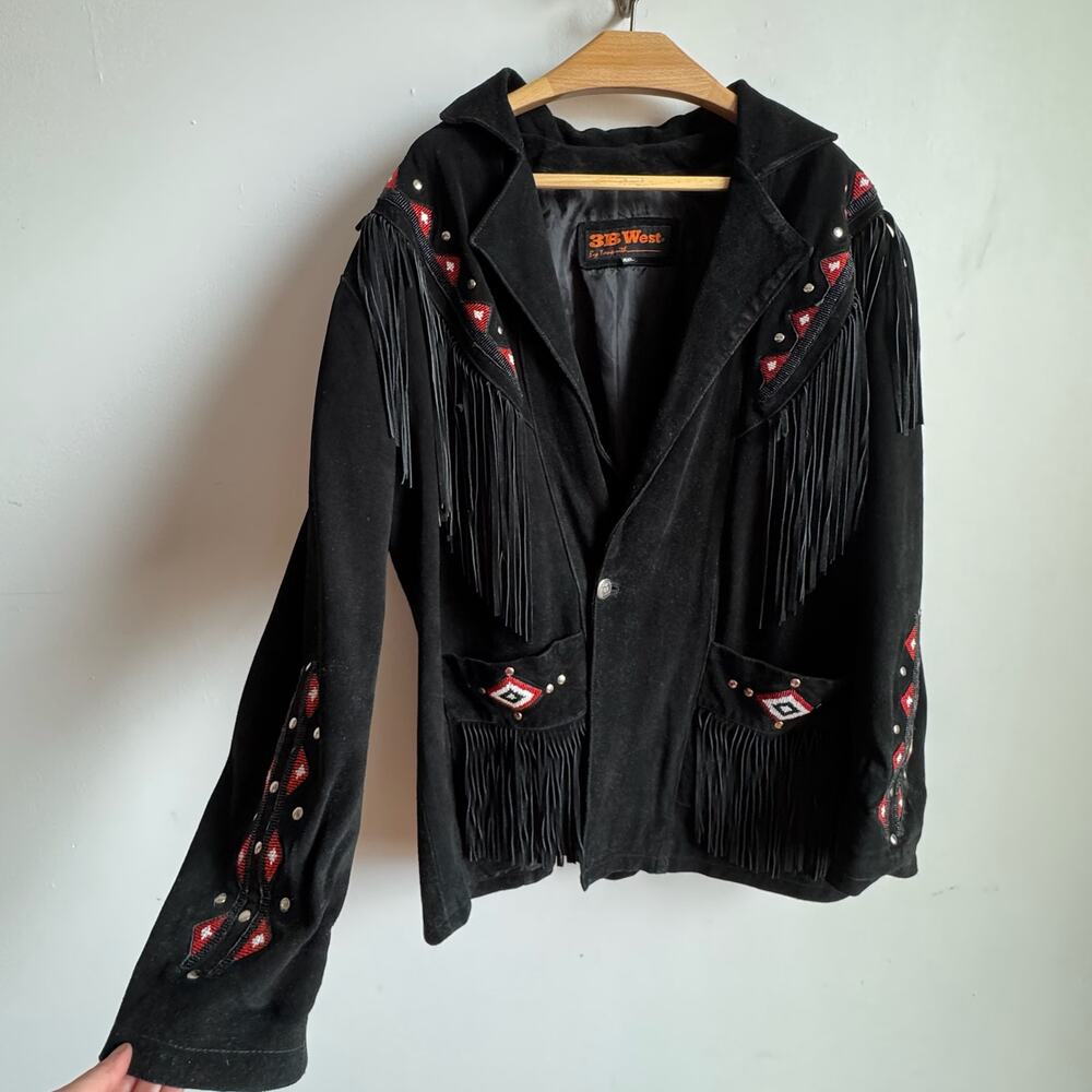 Vintage 3B WEST by TANSMITH Suede Fringed Beaded Jacket